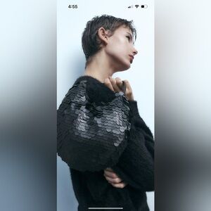 Zara sequin mini bucket bag